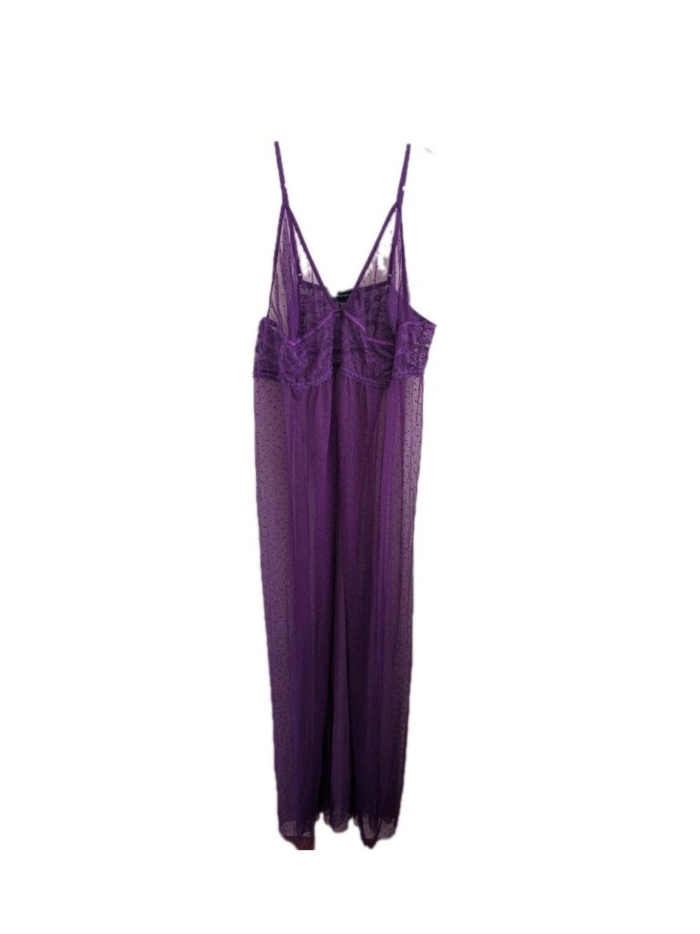 Ashley Stewart Nighty 3X Purple Swiss Dot Lace Mesh Gown Whimsigoth Goth Coquett